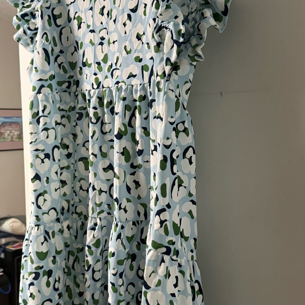 Stylish Boutique Blue and Green Women's Baby Doll Sundress